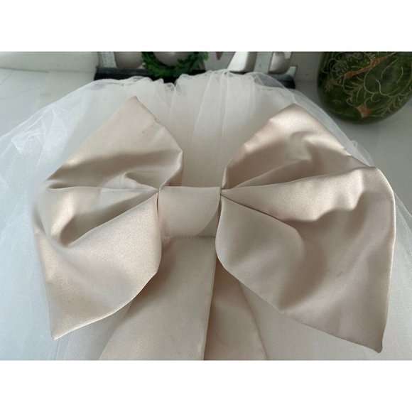 Vintage Large Satin Ivory Bow For Belt Formal Dress Hat Wedding or Belt 9"x10" - Picture 3 of 16